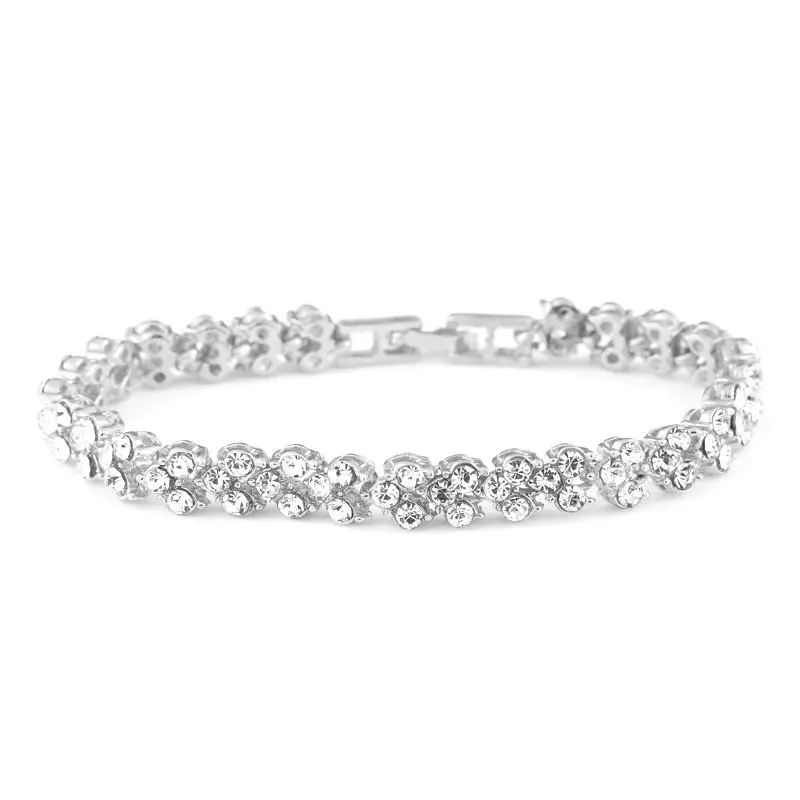 Silver Tennis Style Sports Wristband - Cubic Zirconia, Non-Tarnish, Hypoallergenic Bracelet for Wedding, Daily Wear, Silver Sports Wristbands, Tennis Style Sports Wristbands
