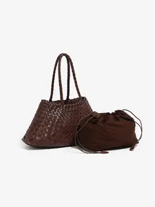 Women's Elegant Handwoven Shoulder Bag, Fashionable Daily Crossbody Bag, Casual Multi-Functional High-Quality Commuter Bag, PU Tote Satchel