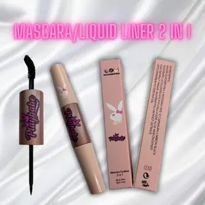 Playbabe Mascara & Liquid Liner 2 in 1 - Mascara with Long Fibers for Voluminous Lashes, and Black Liquid Liner for Smooth Easy Application - Makeup