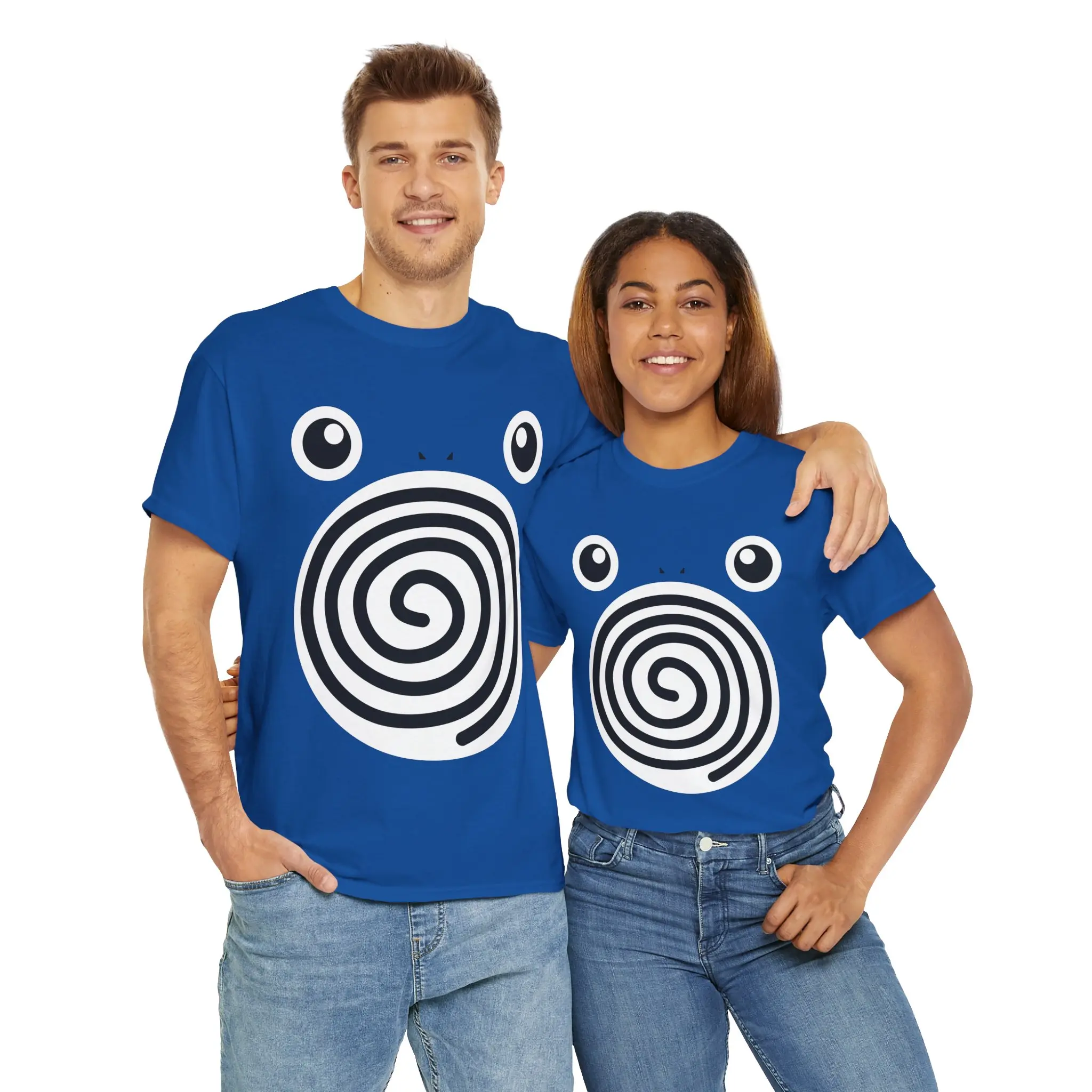 Poliwhirl Face 100% Cotton T-Shirt Funny Nerdy Tee Artsy Cotton Shirt Cute Graphic Design Unisex Casual Summer Outfit for Adults