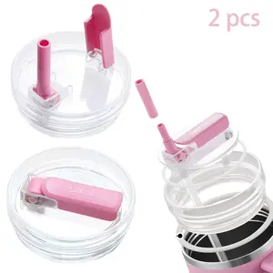 2-Pack 40oz Insulated Cup Lid Replacement for Stanley Quencher Cup, Flip Lid Straw Spill-Proof Leak-Proof Straw Lid, Dishwasher Safe 40oz Water Bottle Accessories