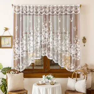 1pc European Vintage Bohemian Lace Transparent Curtain, Arched Doorway - Large Size, Ideal for Living Room, Kitchen, Room Divider, Wedding Decor, Window Curtain