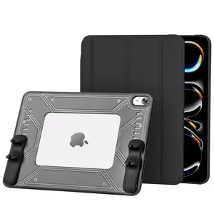 Case for iPad Air 11-inch/10.9-inch (M3/M2): Gaming Case with Detachable Silicone Grips & Back Hollowed-Out Heat Dissipation Design, Supports Touch ID & Auto Wake/Sleep (Black)