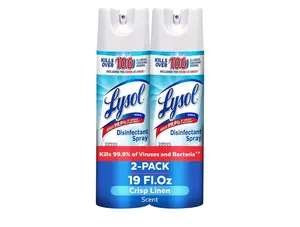 Lysol Disinfectant Spray, Sanitizing and Antibacterial Spray, For Disinfecting and Deodorizing, Crisp Linen, 19 Fl. Oz (Pack of 2)