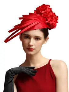 1PC Satin Ribbon Church  Hats for Women with Diamond,Fascinators hat for Wedding Sun Protection Waterproof Derby Hat,Halloween, Christmas, Carnival hats