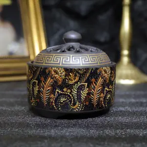 Ceramic Incense Burner The grass pattern, 1 count ceramic incense holder,creative home decoration,home fragrance accessories (without incense)