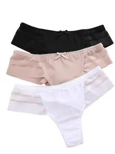 3pcs Mesh Stitching, Soft & Comfy Stretchy Panties, Women's Lingerie Women's Seamless women's  underwear basic underwear Minimalist