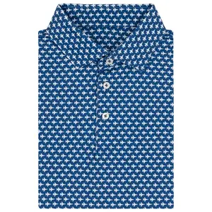Style Squadron Graphic Blue Golf Polo Shirt with All-Over Print, Easy Wear, Just Throw On
