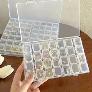 28 Grid Transparent Jewelry Storage Box, Clear Plastic Containers, Suitable for Rings Earrings Necklaces Nail Art, Desktop Organizer, Portable Travel Case, Clear