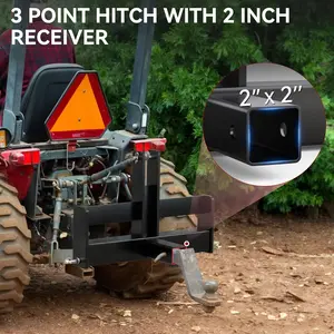 OEDRO 3 Point Trailer Hitch with 2" Receiver for Category 1, 3 Pt Tractor Quick Hitch Drawbar Adapter Attachments with Suitcase Weight Brackets