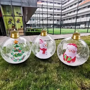 1pc indoor and outdoor Christmas decorative inflatable ball, multiple elements for hanging, outdoor garden setting Christmas ball with inner ball