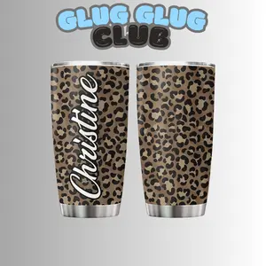 Personalized Gifts For Leopard Lover Birthday Christmas, Leopard Print Custom Name Stainless Steel Tumbler 20oz With Straw Lid - Cheetah Lover Gifts For Her Women Girl Daughter Friend