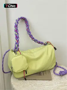 Fashionable and casual versatile shoulder bag, woven shoulder strap, drawstring design, simple and comfortable crossbody bag, daily outdoor sports travel armpit bag, Stylish Versatile Bag, Crossbody Purse