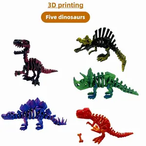 3-Piece 3D Printed Dinosaur Set with Spinosaurus, T-Rex, and Velociraptor, Decorative Figurines for Home and Office, Perfect Birthday Gift