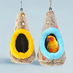 Hanging Bird Nest Hut For Parakeets And Small Parrots – Soft Cozy Cage House Bed