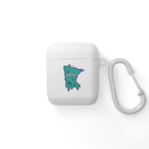 Melting Minnesota Map Wireless Earbuds Case, Metal Shell, State Drip Design for AirPods Protection