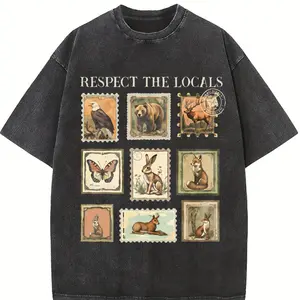 Comfort Colors Respect The Local Wildlife T-Shirt, Gift For Nature Lover, Animal Lover, Protect National Parks, Granola Girl Tee, Postage Postal Stamp