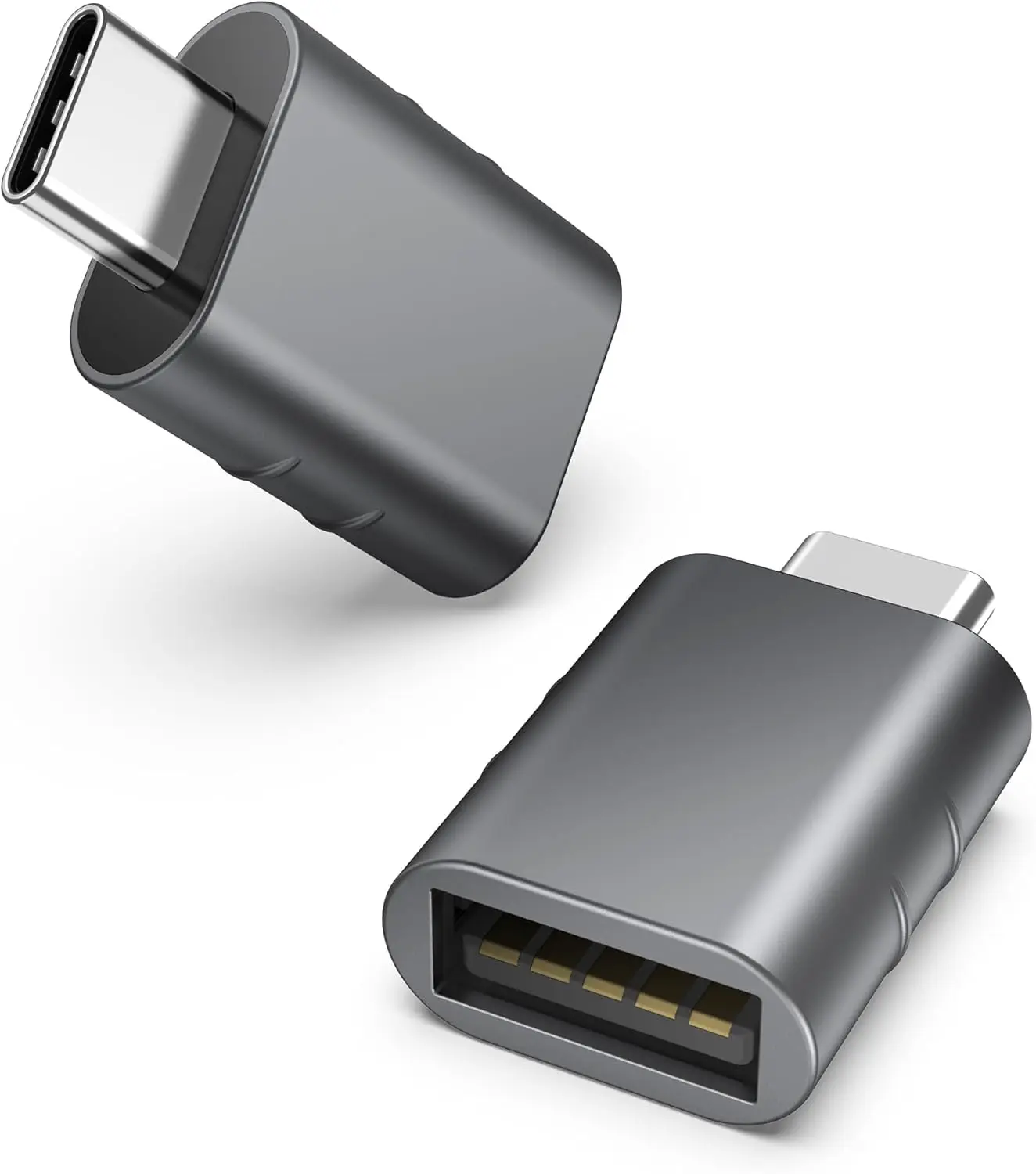 USB C to USB Adapter Pack of 2, USB 3.0 Female to Thunderbolt 4/3 Adapter Compatible with MacBook Pro Air 2024, Surface, iPad, iPhone, Galaxy Notebook, XPS and More Type C Devices, Space Grey