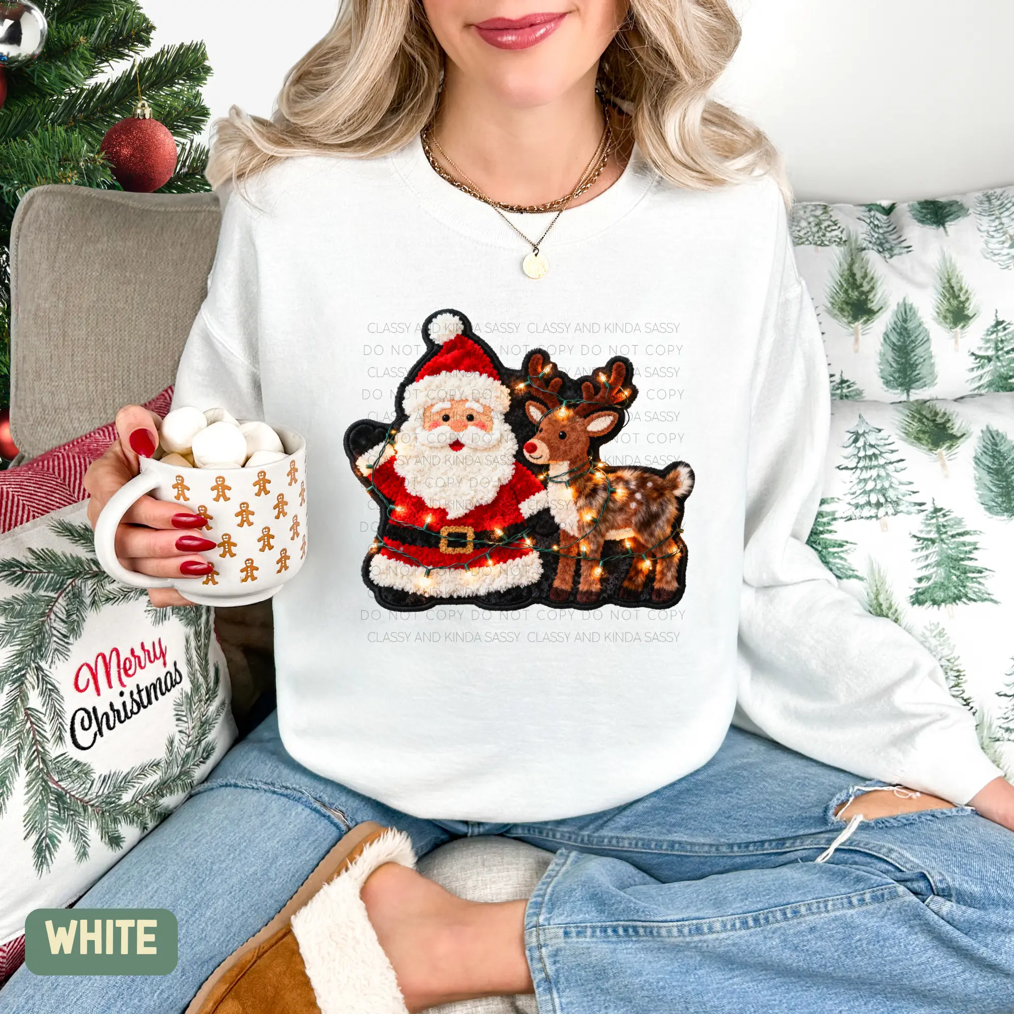 FAUX Patch Sweatshirt, Gildan Sweatshirt, Christmas Sweatshirt
