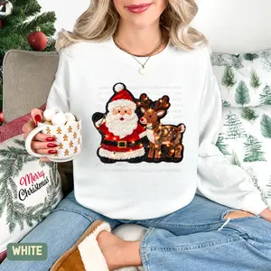 FAUX Patch Sweatshirt, Gildan Sweatshirt, Christmas Sweatshirt