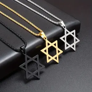 Star of David Necklace Jewish Hexagram Pendant Stainless Steel Unisex
