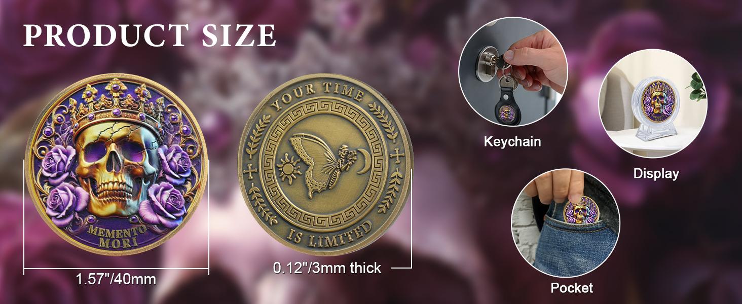 Memento Mori Coin - Stoic Skull Challenge Coin, 3D Engraved Pocket Reminder Token, Unique Stoicism Philosophy Gift for Men & Women, Daily Motivational Keepsake, Collectible Coin