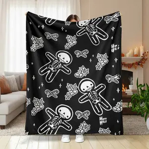 Vintage Fashion Bears Flannel Blanket Polo Inspired Print Soft Warm Cozy Throw for Sofa Bedroom Office Winter Decor Gift