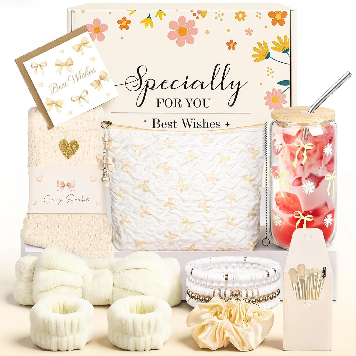 Exquisite Birthday Gifts for Girls Teens - Best Birthday Presents for Her - Unique Gift Baskets for Women - Graduation Gifts for Best Friends Girlfriend Daughter Mom Sister Coworker - Beige