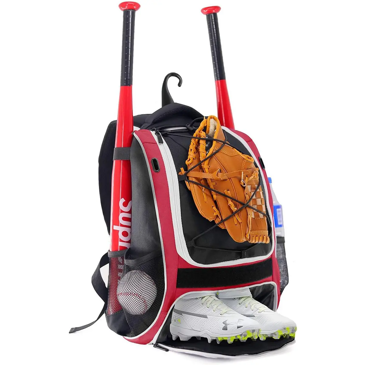 WOLT Baseball Backpack for Youth & Adults, Large Equipment Bag with Bat Holders, Shoe Compartment & Fence Hook, Sports Bag for Softball & T-Ball Gear