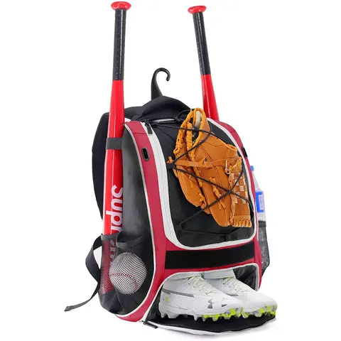 WOLT Baseball Backpack for Youth & Adults, Large Equipment Bag with Bat Holders, Shoe Compartment & Fence Hook, Sports Bag for Softball & T-Ball Gear
