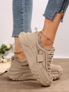 Women's Fashionable Lace Up Front Platform Sneakers, Casual Comfortable Sports Shoes for Daily Wear, Perfect for Students and Outdoor Sports