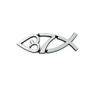 Jesus Fish Car Decal with Heart Cross & Number 7 Symbol Weather Resistant Automotive Grade Material Easy Peel and Stick Installation for Cars Trucks Laptops & More