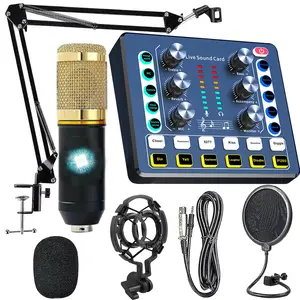Live Sound Card & Audio Interface with Dj Mixer Effects, Stereo Audio Mixer for Live Streaming, PC, Recording Studio & Gaming, Podcast Equipment Kit