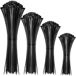 Cable Zip Ties,400 Pack Black Assorted Sizes 12+8+6+4 Inch,Multi-Purpose Self-Locking Nylon Cable Cord Management ,Plastic Wire Ties for Home,Office,Garden,Workshop. By