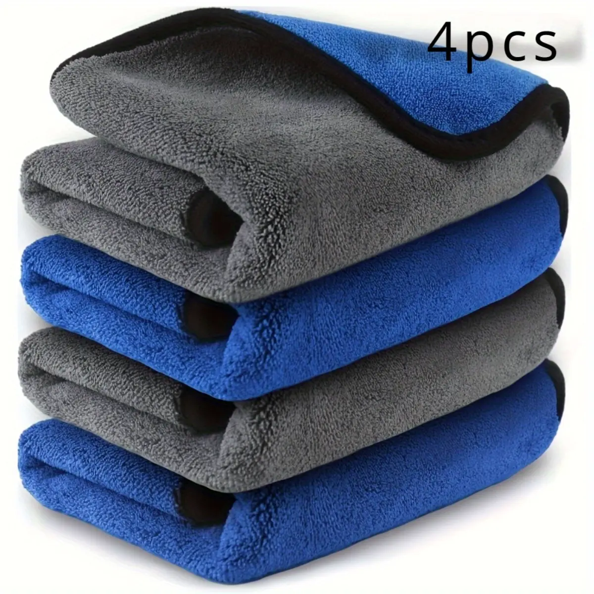 4-Pack Microfiber Car Wash Towels, Car Cleaning Supplies - Super Absorbent Scratch-Free Cleaning Cloths for Auto Detailing, Glass, Wax & Polishing, 9.8*9.8 Inch Quick-Dry Lint-Free Towels, Grey&Blue
