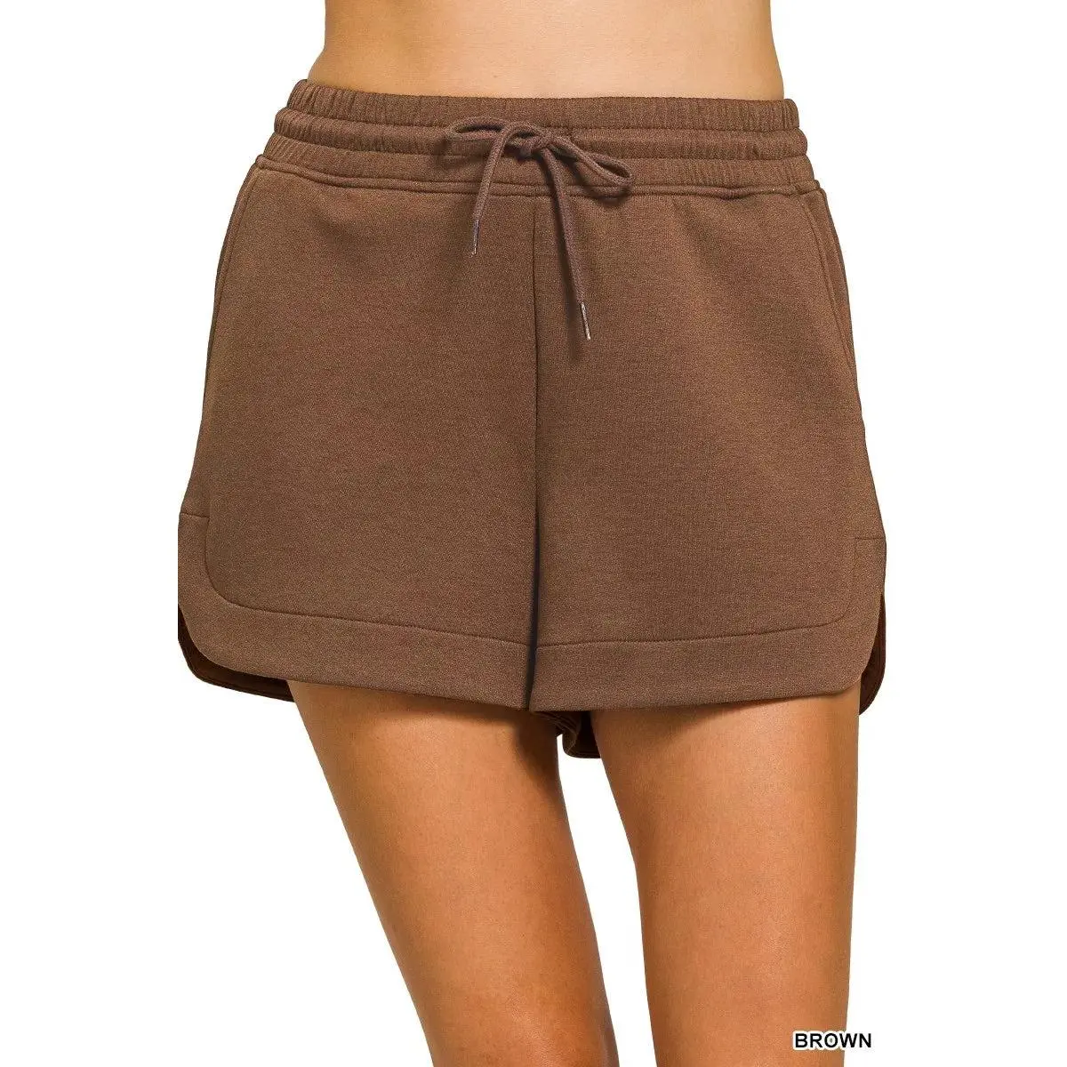 Zenana Scuba Elastic Waistband Shorts With Pocket