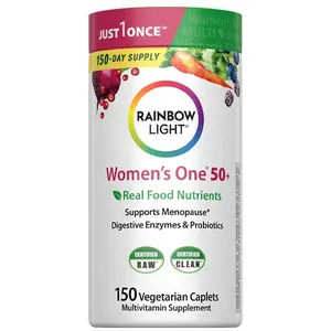 Rainbow Light Multivitamin for Women 50+, Vitamin C, D & Zinc, Probiotics, Women’s One 50+ Multivitamin Provides High Potency Immune Support, Non-GMO, Vegetarian, 150 Tablets