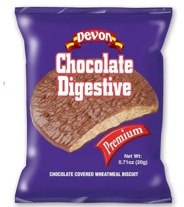 Devon Premium Chocolate Chocolate Digestive - 0.7oz Crispy Wheatmeal Biscuit Coated in Smooth Milk Chocolate Snack Dessert Bonbon Nata