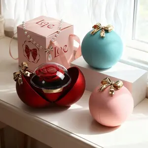 Smart boyfriend, romantic man, person who loves surprises, double-opening bowknot Valentine's Day rose jewelry box, Mother's Day eternal flower necklace and ring gift box
