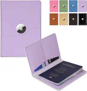 Passport Holder for Travel Passport Covers with AirTag Slot Passport Wallets for Men Women Family Travel Christmas Gifts, Mens Womens Passport Holder Purple