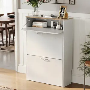 summervibes 2 compartments with 1 drawer. Shoe cabinet. Density board. Dimensions: 63.5*24*94 cm. Cabinet body + top plate.