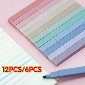 Morandi Aesthetic Square Fluorescent Pens, Soft Tip Angled Markers, Non-Bleed, Quick Dry, Ideal for Journals, Notes, Student Supplies