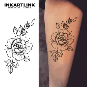INKARTLINK Tattoo Tech, 2 Sheets Semi-Permanent Temporary Tattoos ,Flower Design 3,Adult Art Design,Lasts 1-2 Weeks, Waterproof, Realistic Look, No Adhesive, No Reflection,For Man And Woman,Ideal for Swimming, Party