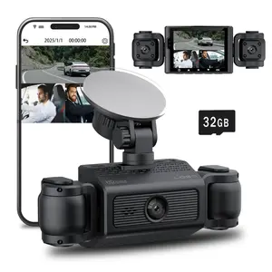 3-lens WiFi FHD 1080P Dash Cam for Cars, Wide-angle Adjustable Lens Car Camera with 32GB SD Card, Car Video Surveillance with G-sensor & Loop Recording, HD Driving Recorder