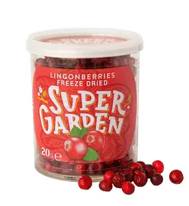 Super Garden Freeze Dried Lingonberries | Crunchy Freeze Dried Fruit | Delicious & 100% Pure Dried Lingonberries | No Sugar Added Freeze Dried Berries | Perfect Healthy Fruit Snacks | 0.71oz