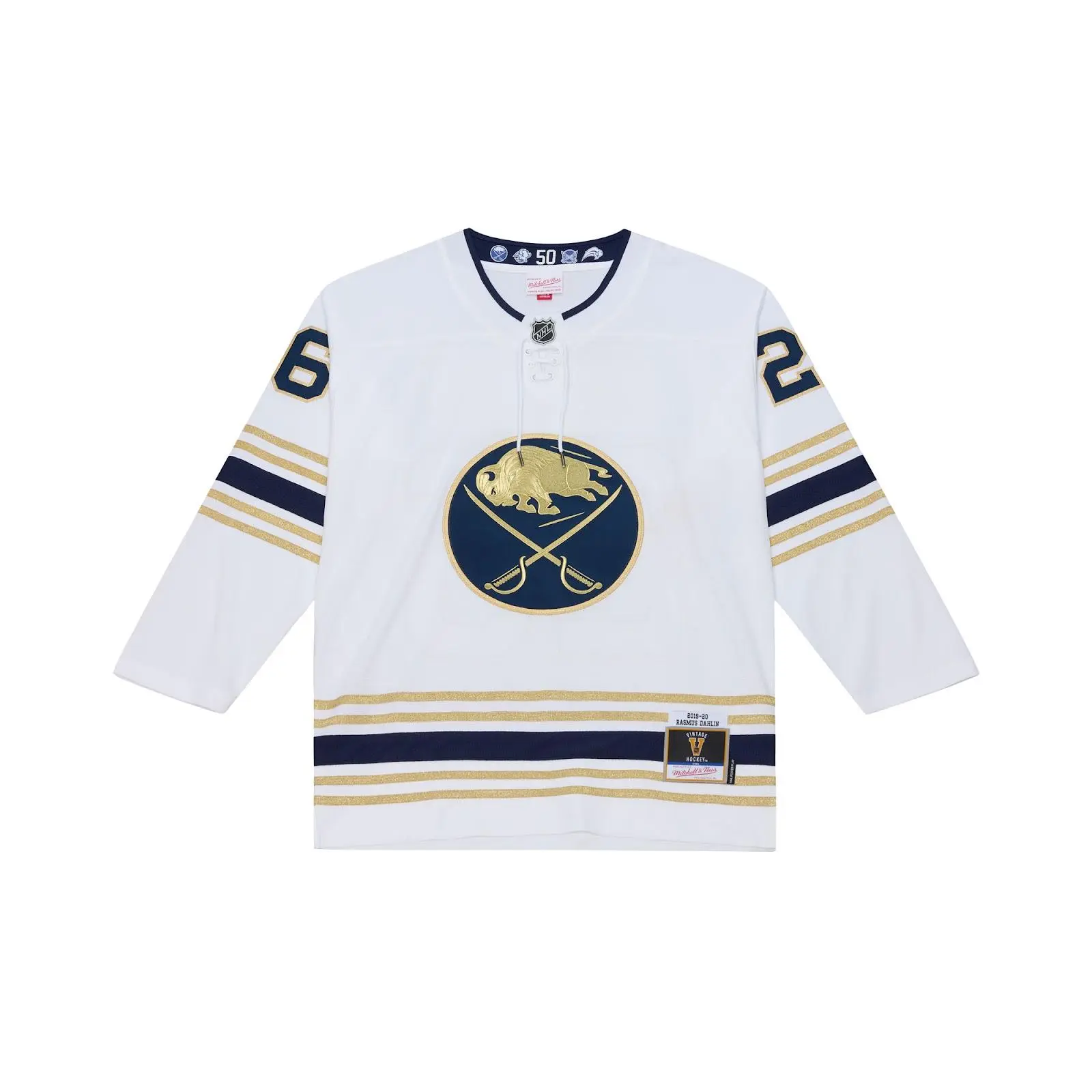 Rasmus Dahlin Buffalo Sabres 2019-20 White Alternate Power Play Jersey NHL Throwback Hockey Fan Gear Mitchell & Ness