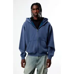 Pacsun Men's Washed NavyÂ Full Zip HoodieÂ