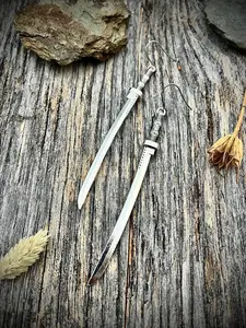 Extra Long Silver Sword Earrings