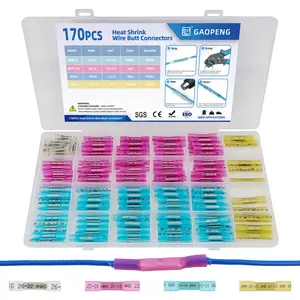 170 Piece Heat Shrink Terminal Connector Kit, Insulated Waterproof Wire Crimp Terminals, Suitable for Boats Cars Awg22-10 (0.5-6mm²)