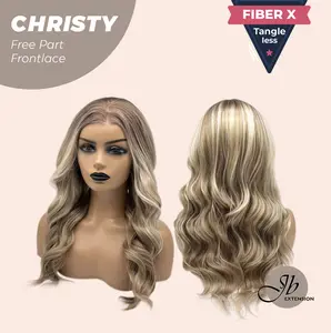 JBEXTENSION 22 Inches Mix Blonde Wave Fiber X, Tangle Less Pre-Cut Free Part Frontlace Glueless Wig CHRISTY【FIBER X】